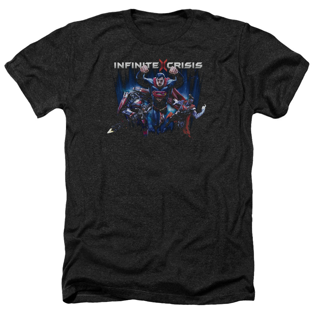 AN OFFCIALLY LICENSED INFINITE CRISIS IC SUPER MEN'S HEATHER T-SHIRT CHARCOAL