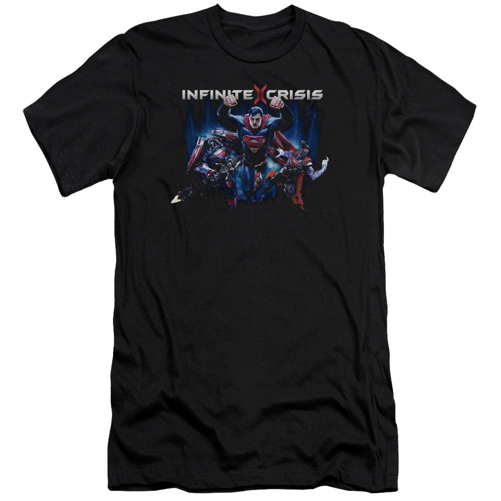 AN OFFCIALLY LICENSED INFINITE CRISIS IC SUPER MEN'S PREMIUM SLIM FIT T-SHIRT BLACK