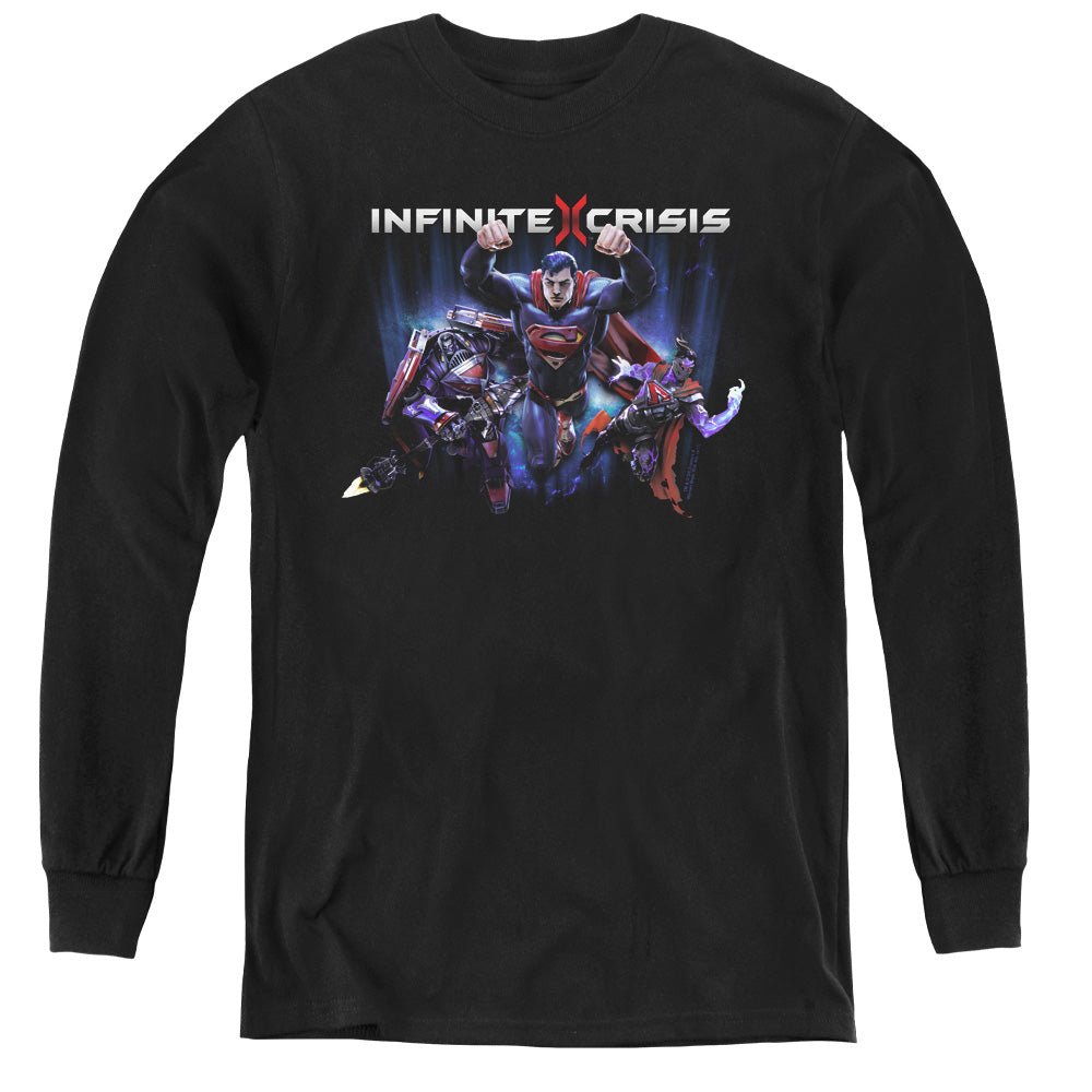 AN OFFCIALLY LICENSED INFINITE CRISIS IC SUPER YOUTH LONG SLEEVE T-SHIRT BLACK
