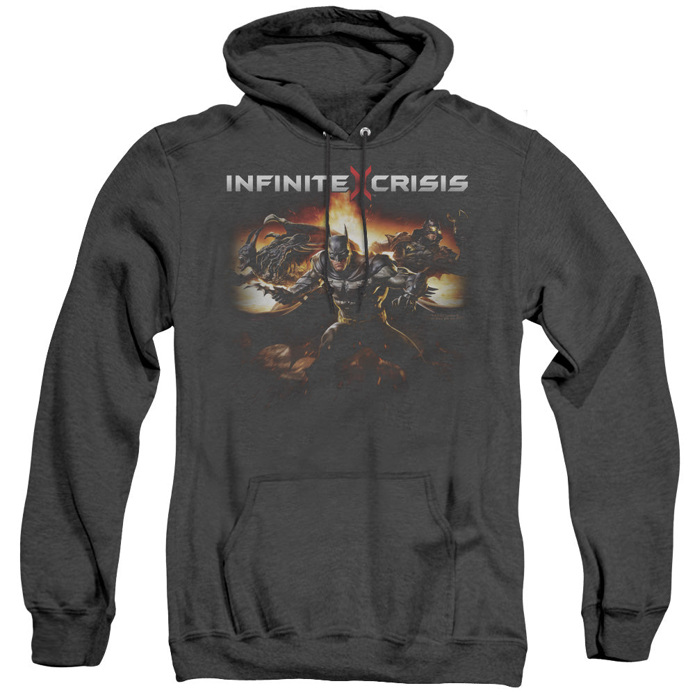AN OFFCIALLY LICENSED INFINITE CRISIS BATMEN ADULT UNISEX HEATHER PULLOVER HOODIE BLACK