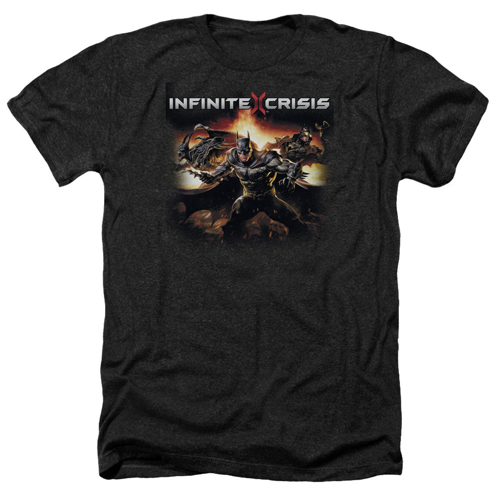 AN OFFCIALLY LICENSED INFINITE CRISIS BATMEN MEN'S HEATHER T-SHIRT CHARCOAL