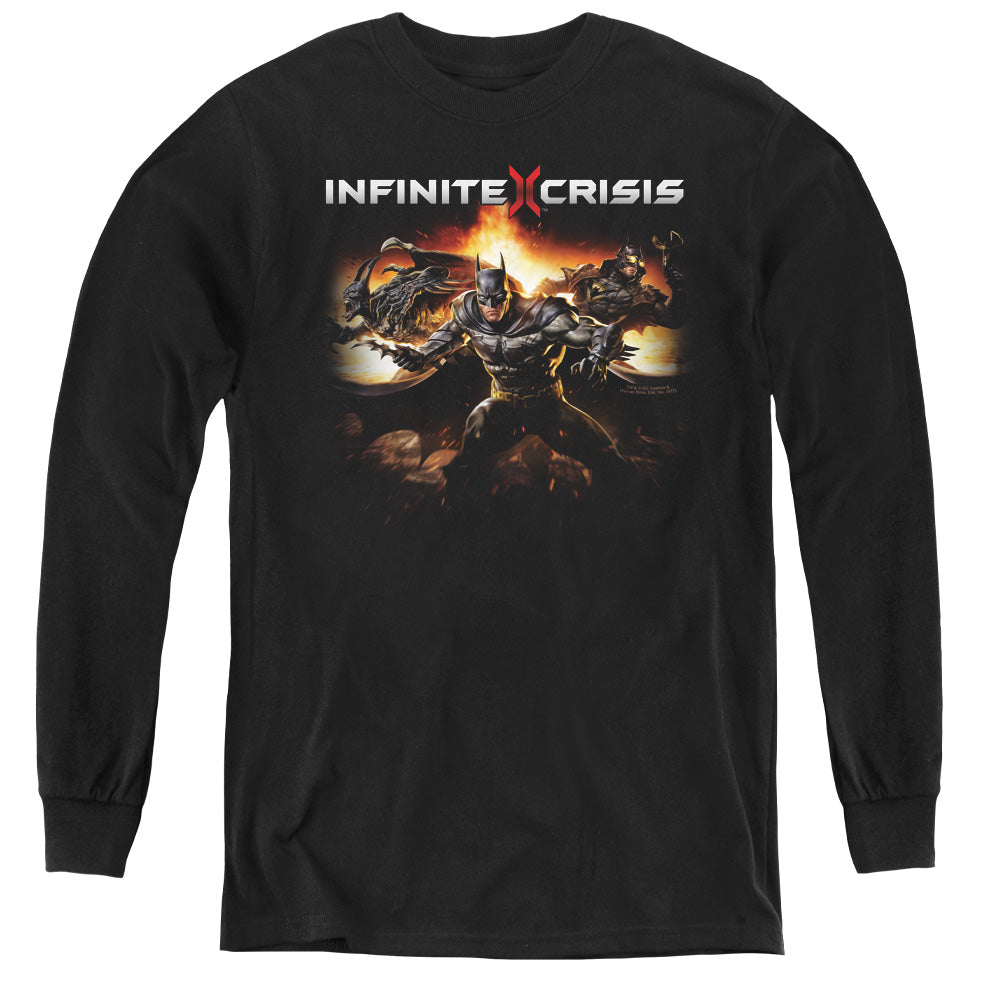 AN OFFCIALLY LICENSED INFINITE CRISIS BATMEN YOUTH LONG SLEEVE T-SHIRT BLACK