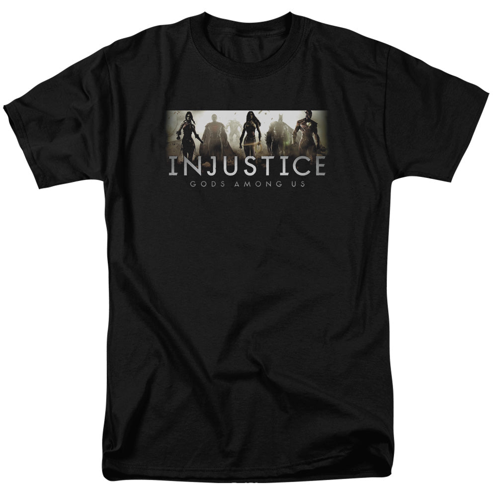 AN OFFCIALLY LICENSED INJUSTICE GODS AMONG US LOGO MEN'S REGULAR FIT T-SHIRT BLACK