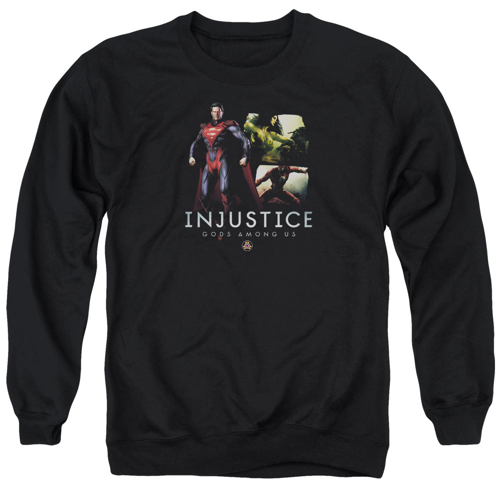 AN OFFCIALLY LICENSED INJUSTICE GODS AMONG US SUPERMANS REVENGE ADULT UNISEX CREWNECK SWEATSHIRT BLACK
