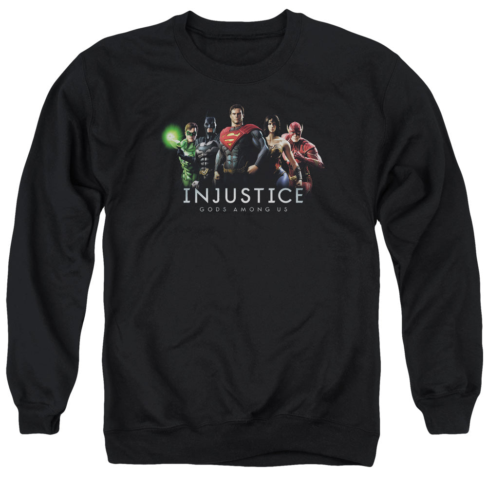 AN OFFCIALLY LICENSED INJUSTICE GODS AMONG US INJUSTICE LEAGUE ADULT UNISEX CREWNECK SWEATSHIRT BLACK