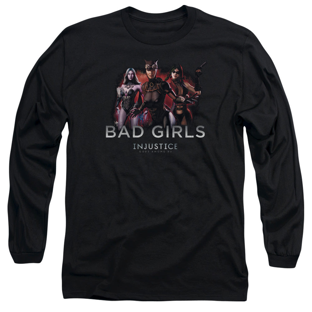AN OFFCIALLY LICENSED INJUSTICE GODS AMONG US BAD GIRLS MEN'S LONG SLEEVE T-SHIRT BLACK