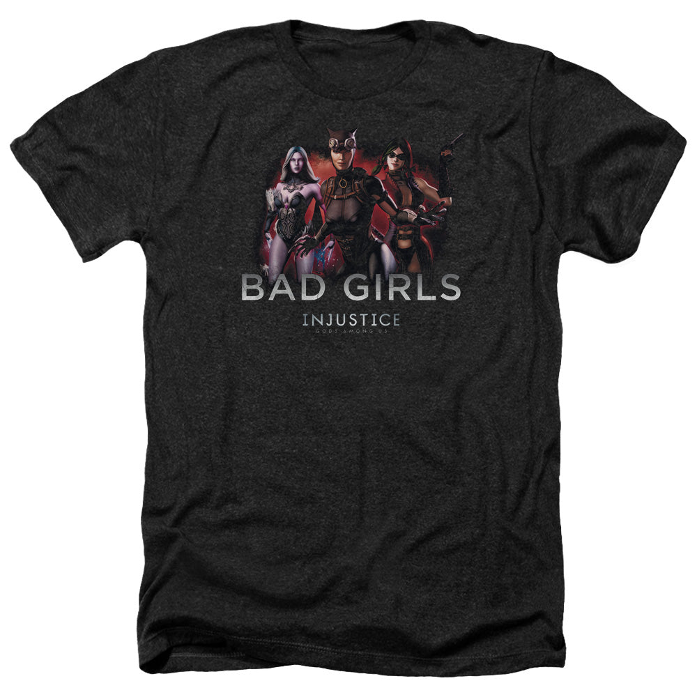 AN OFFCIALLY LICENSED INJUSTICE GODS AMONG US BAD GIRLS MEN'S HEATHER T-SHIRT CHARCOAL