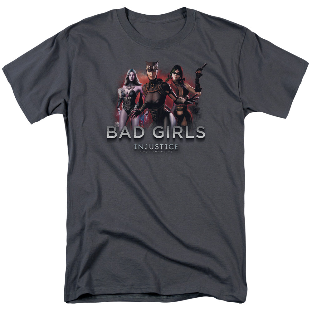 AN OFFCIALLY LICENSED INJUSTICE GODS AMONG US BAD GIRLS MEN'S REGULAR FIT T-SHIRT CHARCOAL