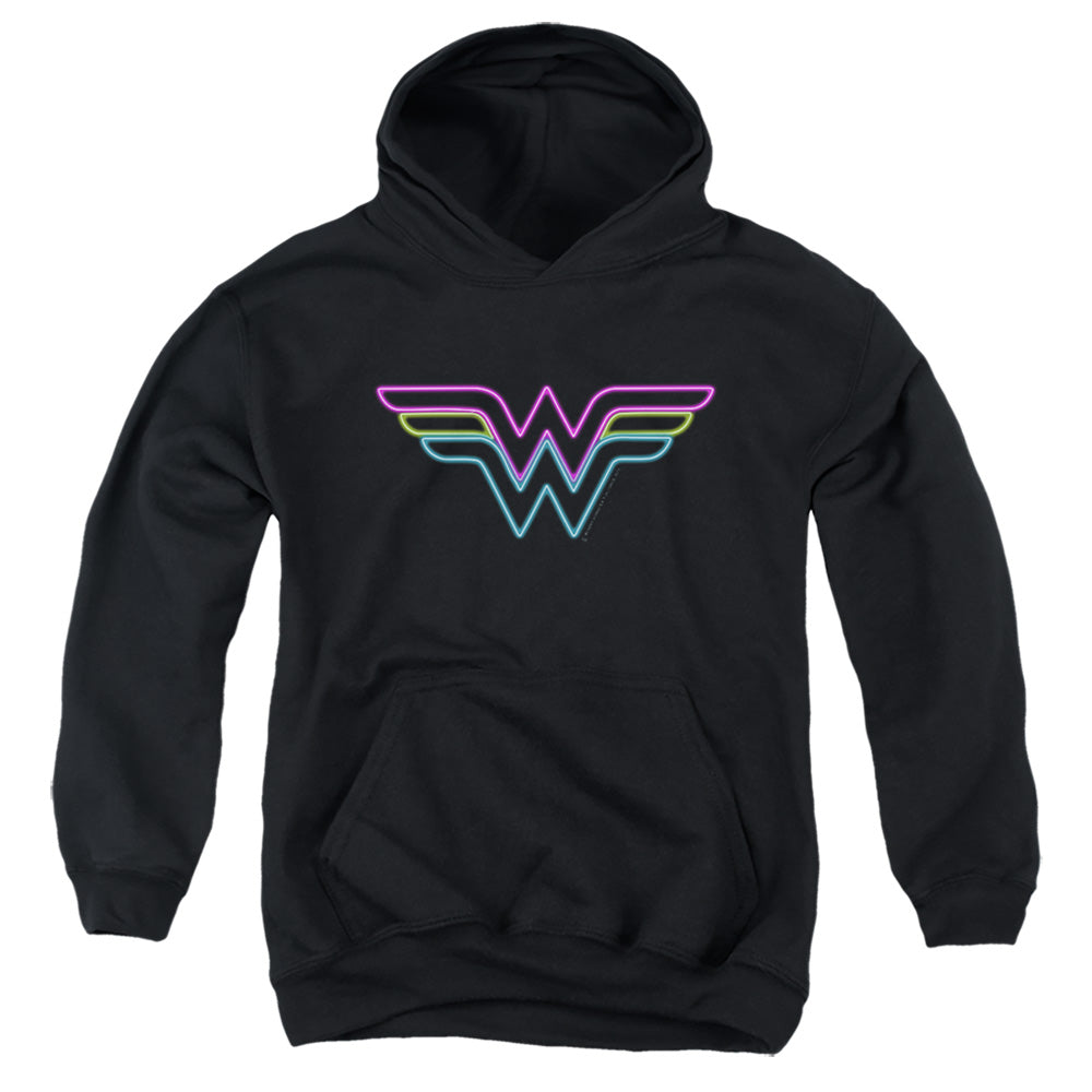 AN OFFCIALLY LICENSED DC WONDER WOMAN NEON WONDER WOMAN YOUTH HOODIE BLACK