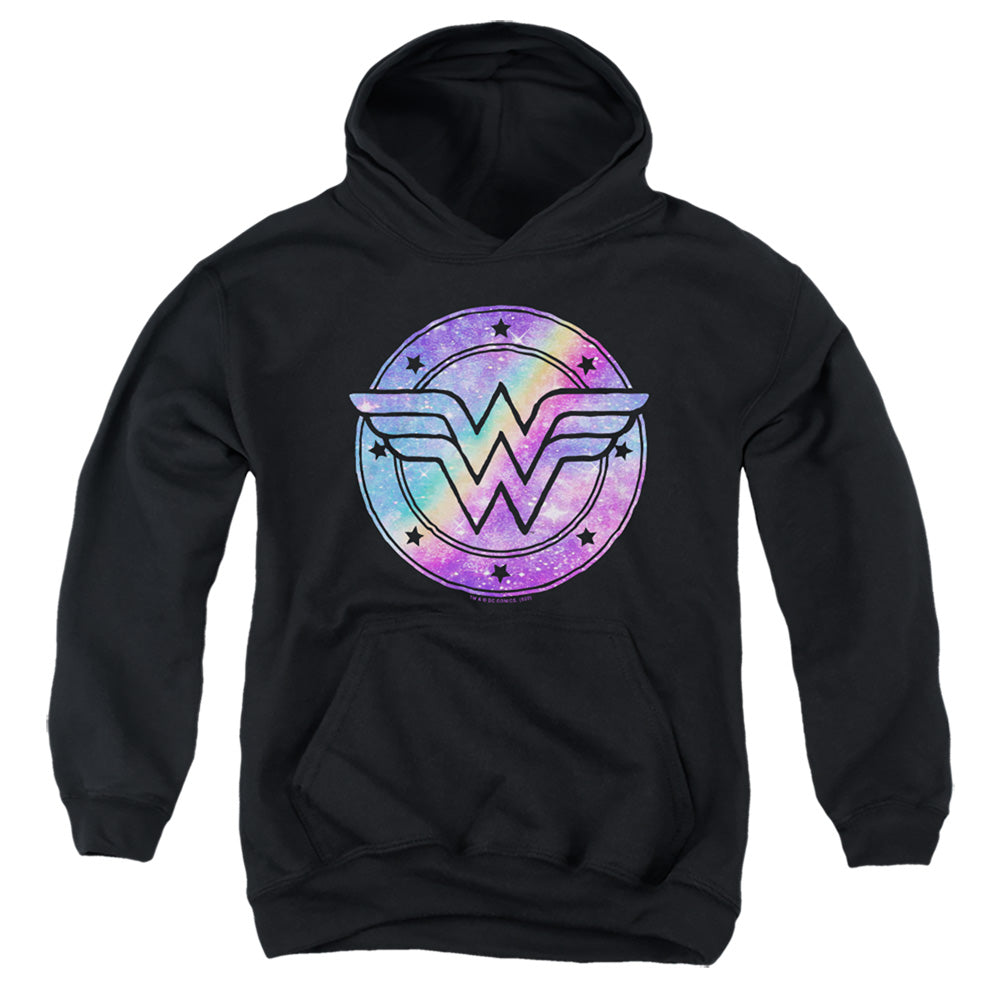 AN OFFCIALLY LICENSED DC WONDER WOMAN UNICORN GALAXY WONDER YOUTH HOODIE BLACK