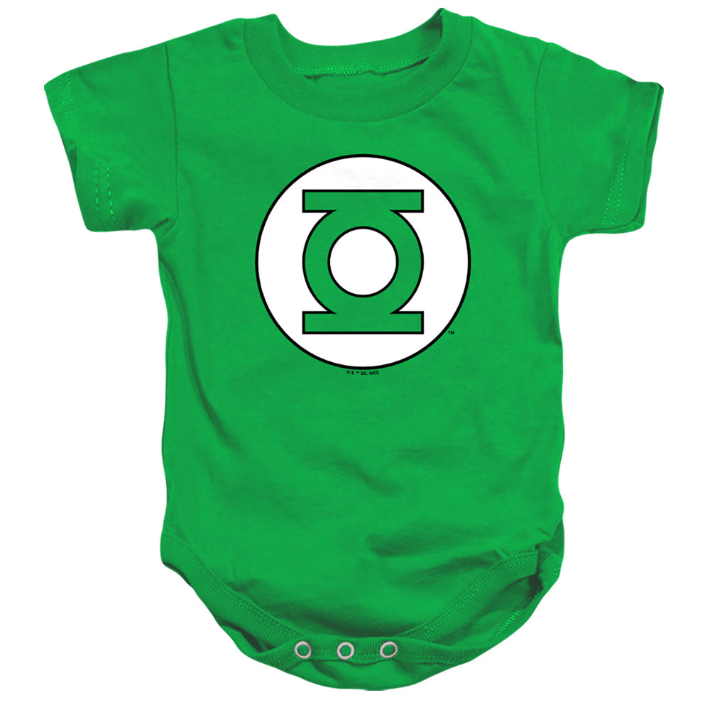 AN OFFCIALLY LICENSED GREEN LANTERN CIRCLE BABY BODYSUIT KELLY GREEN