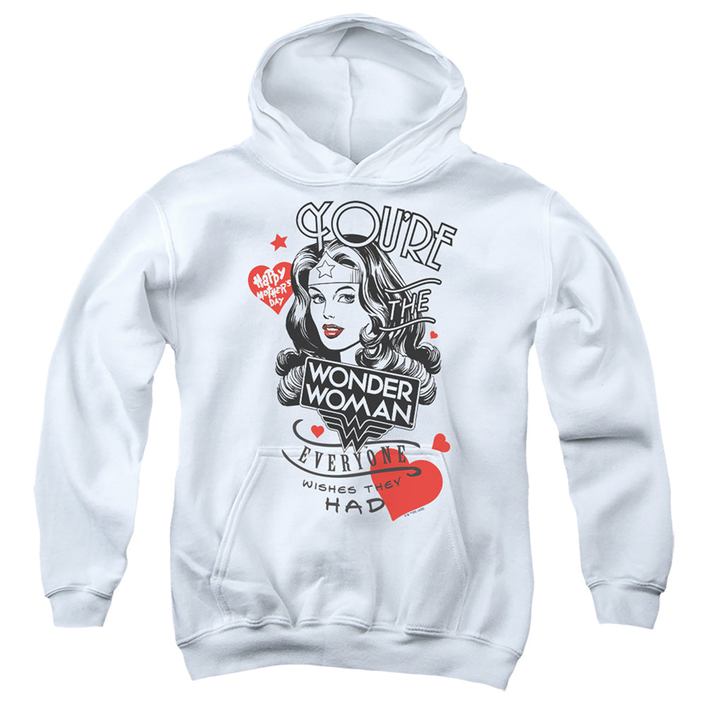 AN OFFCIALLY LICENSED JUSTICE LEAGUE CORE EVERYONE WISHES YOUTH HOODIE WHITE