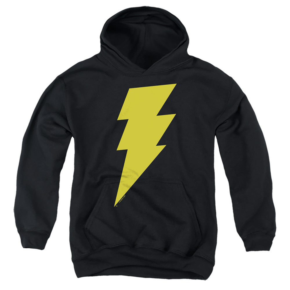 AN OFFCIALLY LICENSED JUSTICE LEAGUE BLACK ADAM BOLT YOUTH HOODIE BLACK