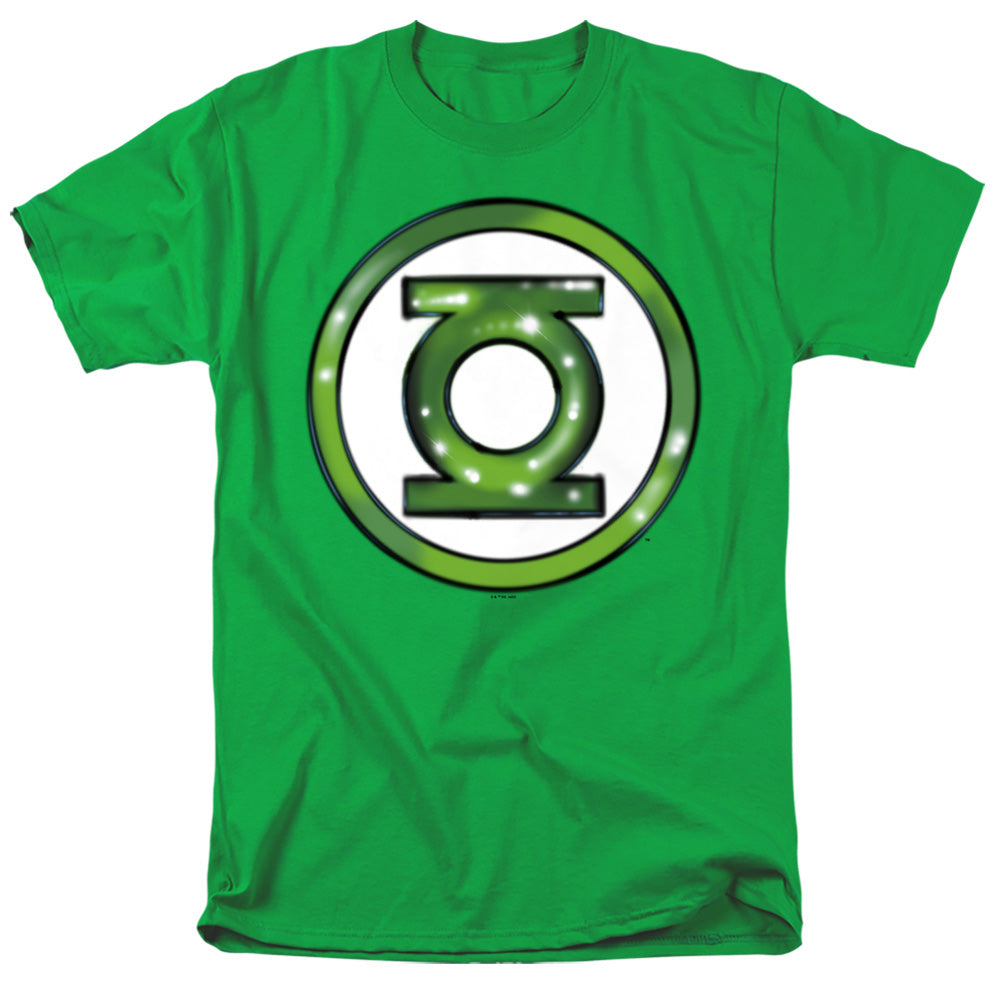 AN OFFCIALLY LICENSED JUSTICE LEAGUE GREEN LANTERN AIRBRUSH LOGO MEN'S REGULAR FIT T-SHIRT KELLY GREEN