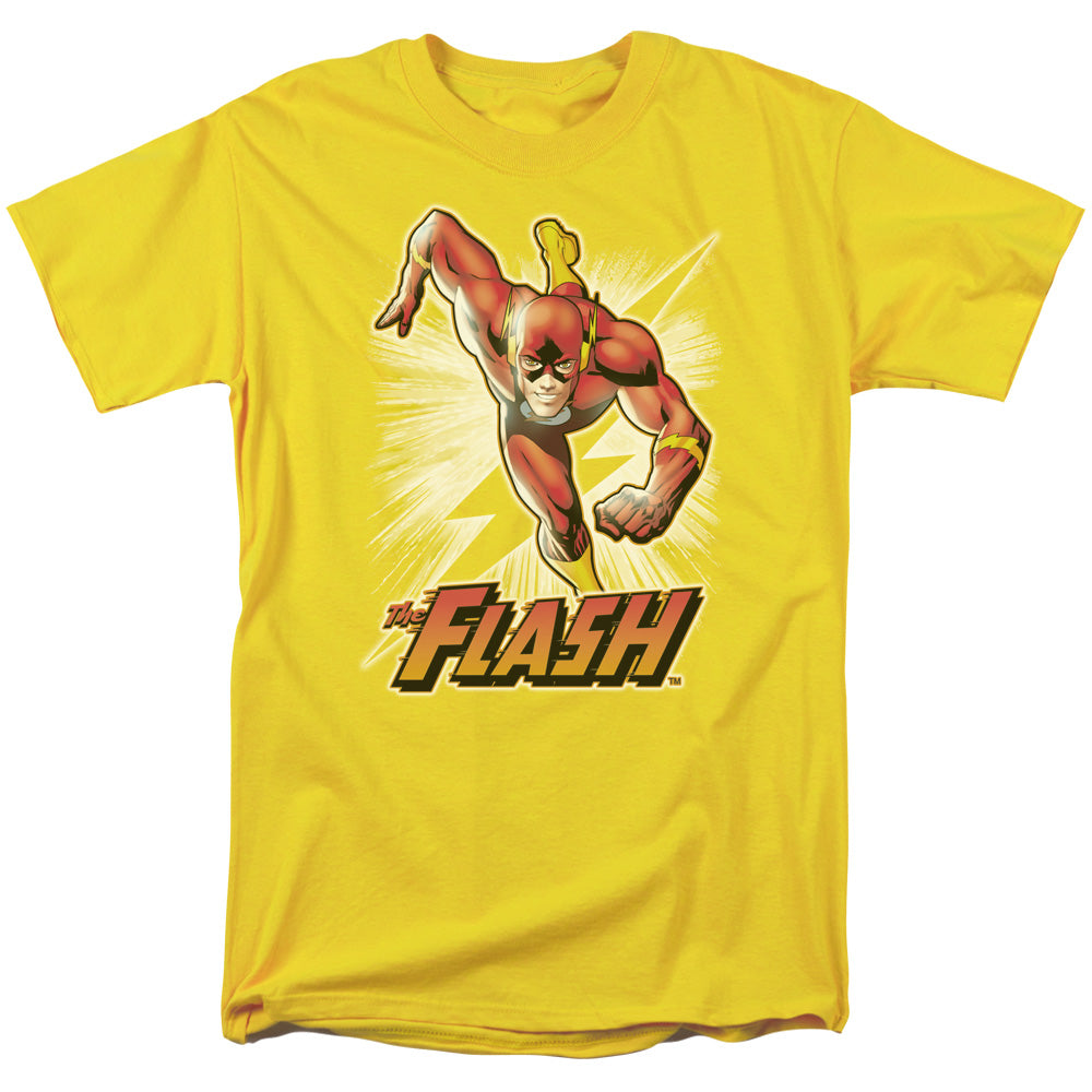 AN OFFCIALLY LICENSED JLA FLASH YELLOW MEN'S REGULAR FIT T-SHIRT YELLOW