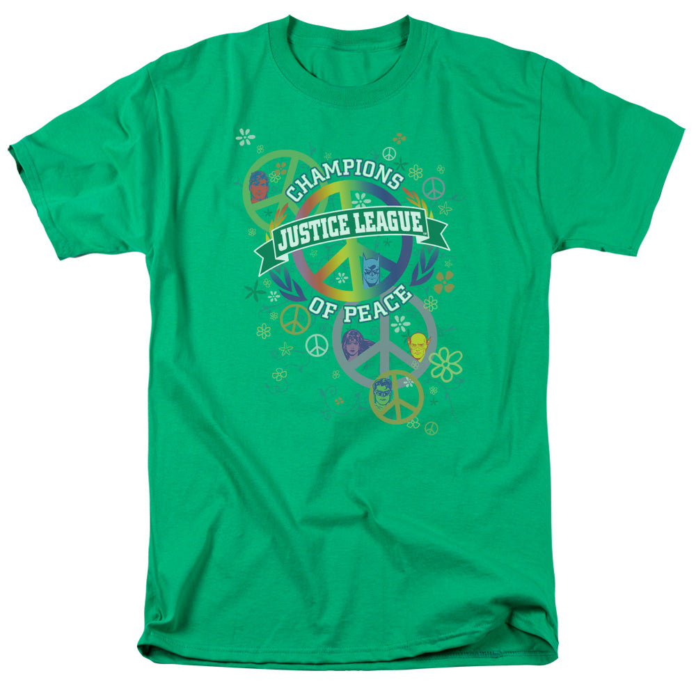 AN OFFCIALLY LICENSED JLA PEACE LEAGUE MEN'S REGULAR FIT T-SHIRT KELLY GREEN
