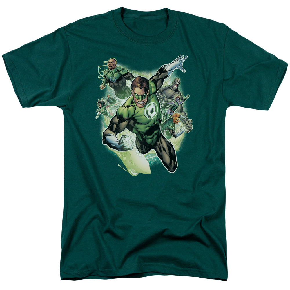 AN OFFCIALLY LICENSED JLA FLYING CORPS MEN'S REGULAR FIT T-SHIRT HUNTER GREEN