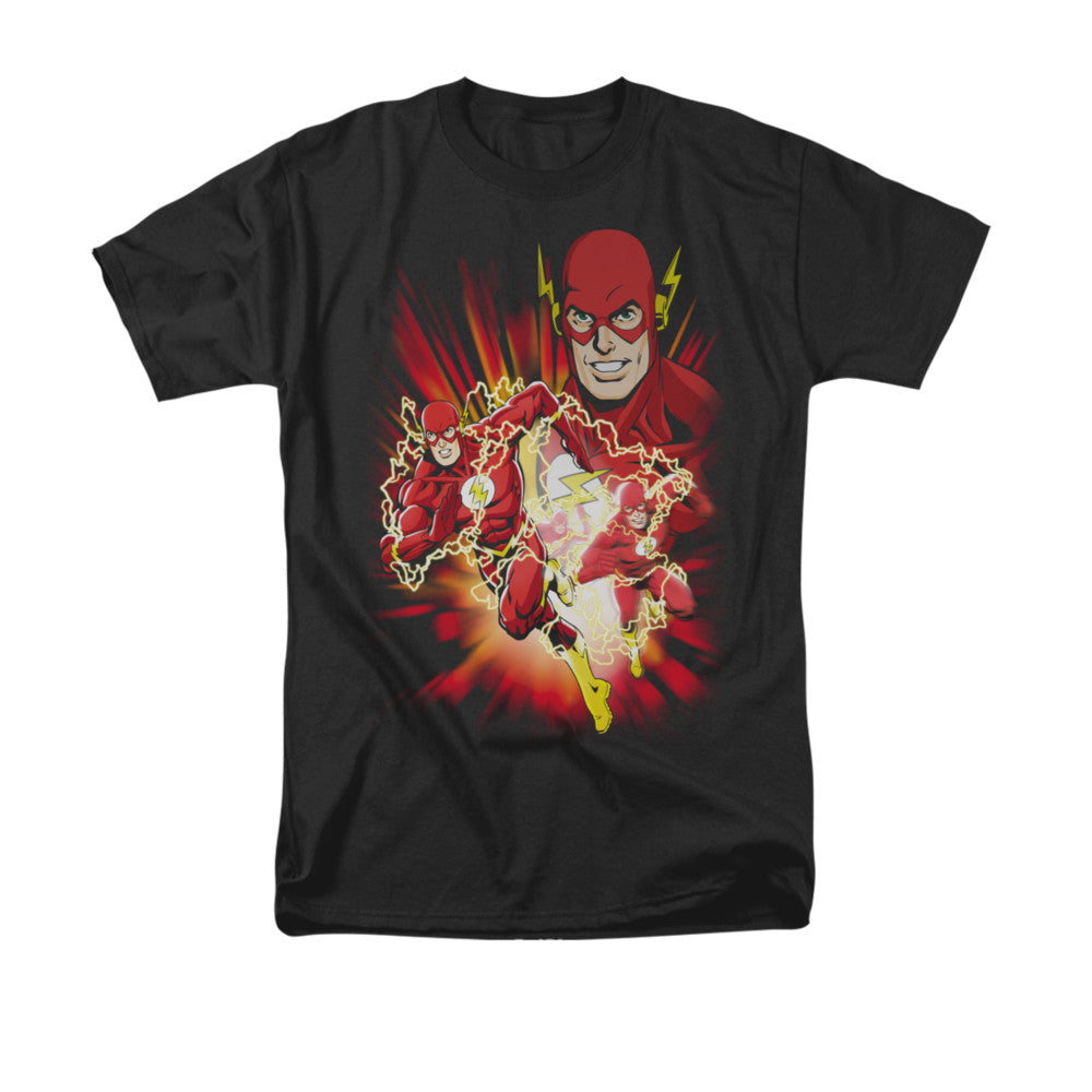 AN OFFCIALLY LICENSED JLA SPEED FORCE MEN'S REGULAR FIT T-SHIRT BLACK