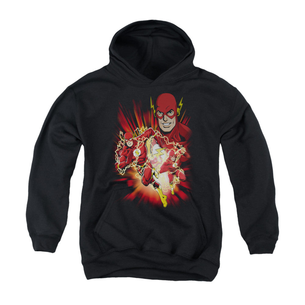 AN OFFCIALLY LICENSED JLA SPEED FORCE YOUTH HOODIE BLACK