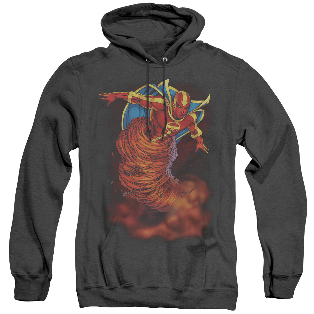 AN OFFCIALLY LICENSED JLA TORNADO CLOUD ADULT UNISEX HEATHER PULLOVER HOODIE BLACK