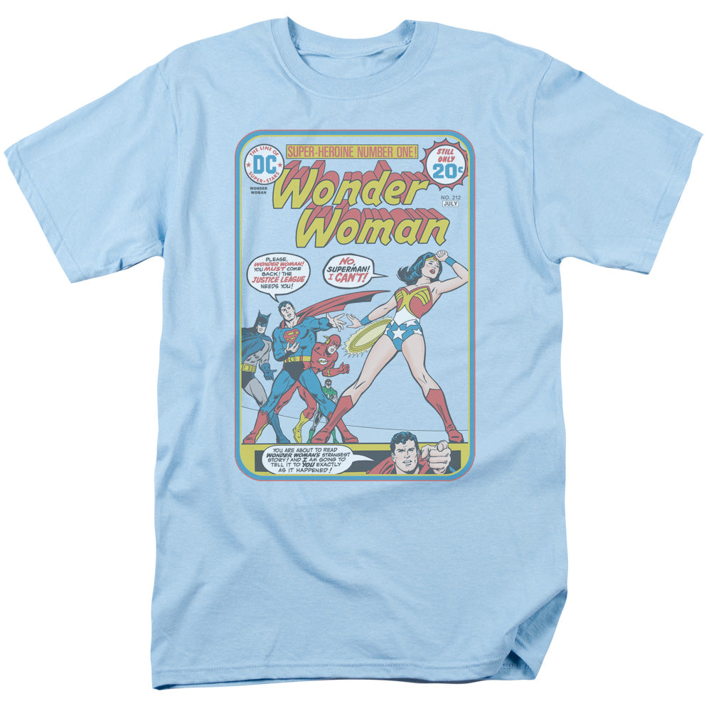 AN OFFCIALLY LICENSED JLA WW #212 COVER MEN'S REGULAR FIT T-SHIRT LIGHT BLUE