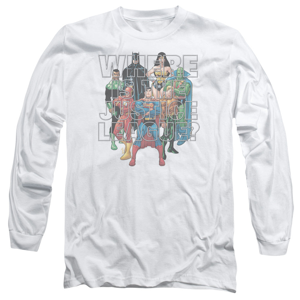 AN OFFCIALLY LICENSED JLA CLASSIFIED #1 COVER MEN'S LONG SLEEVE T-SHIRT WHITE