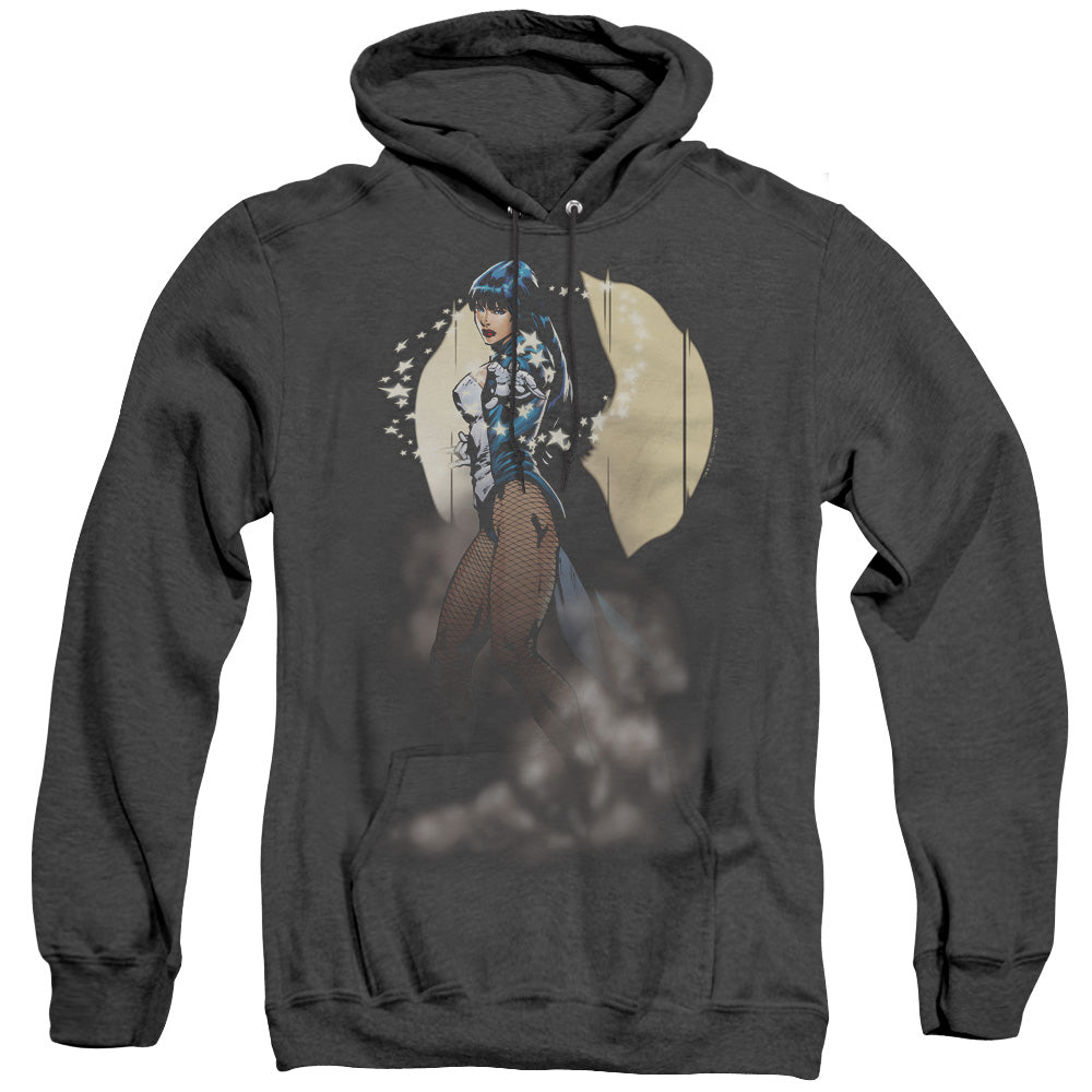 AN OFFCIALLY LICENSED JLA ZATANNA ILLUSION ADULT UNISEX HEATHER PULLOVER HOODIE BLACK