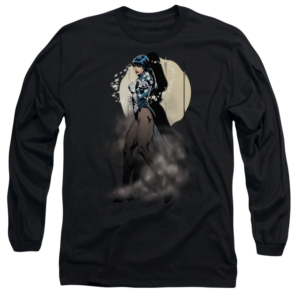 AN OFFCIALLY LICENSED JLA ZATANNA ILLUSION MEN'S LONG SLEEVE T-SHIRT BLACK