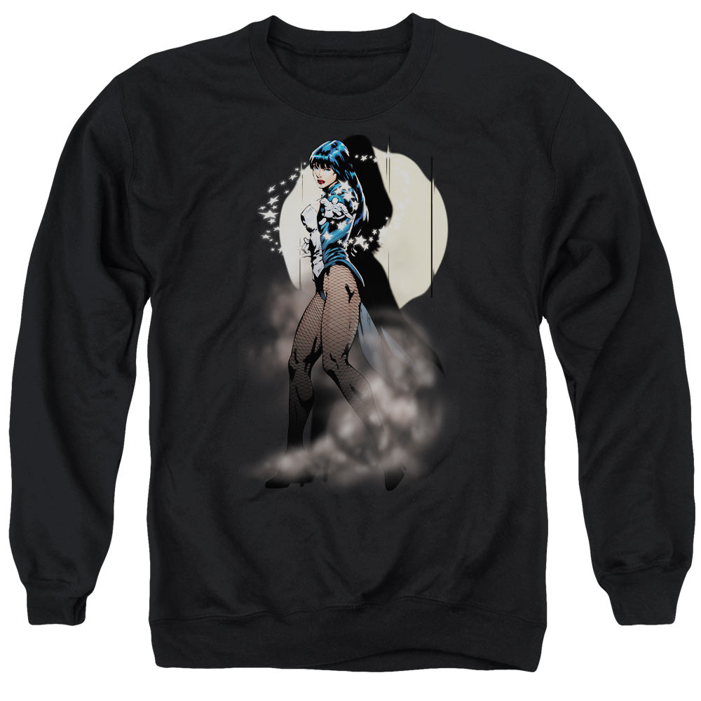 AN OFFCIALLY LICENSED JLA ZATANNA ILLUSION ADULT UNISEX CREWNECK SWEATSHIRT BLACK
