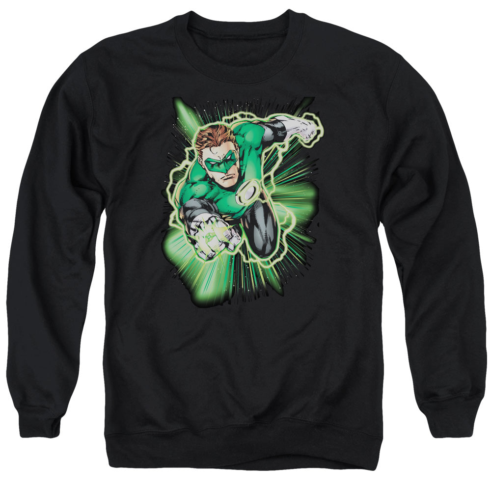 AN OFFCIALLY LICENSED JLA GREEN LANTERN ENERGY ADULT UNISEX CREWNECK SWEATSHIRT BLACK