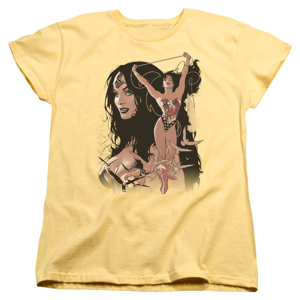 AN OFFCIALLY LICENSED JLA WW #150 COVER WOMEN'S REGULAR FIT T-SHIRT BANANA
