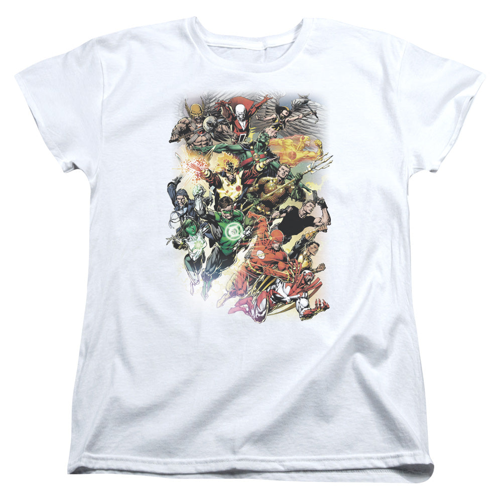 AN OFFCIALLY LICENSED JLA BRIGHTEST DAY #0 WOMEN'S REGULAR FIT T-SHIRT WHITE