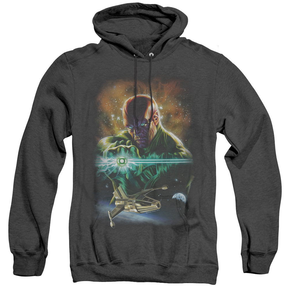 AN OFFCIALLY LICENSED JLA(GL) ABIN SUR ADULT UNISEX HEATHER PULLOVER HOODIE BLACK