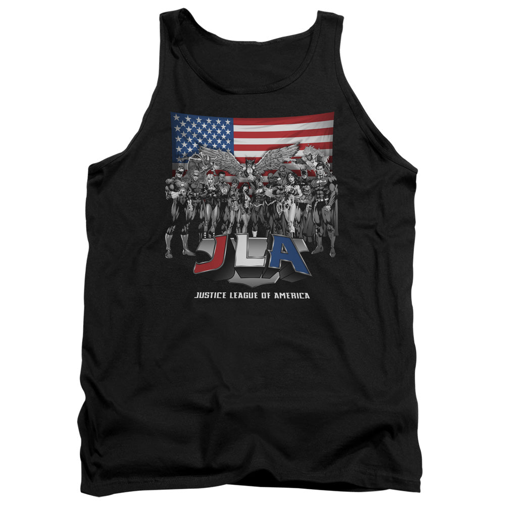 AN OFFCIALLY LICENSED JLA ALL AMERICAN LEAGUE ADULT UNISEX TANK TOP BLACK