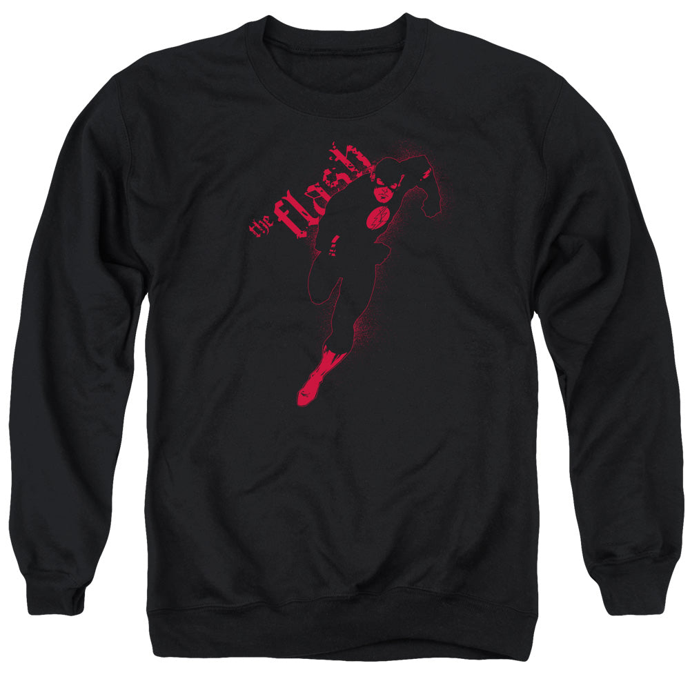 AN OFFCIALLY LICENSED JLA FLASH DARKNESS ADULT UNISEX CREWNECK SWEATSHIRT BLACK