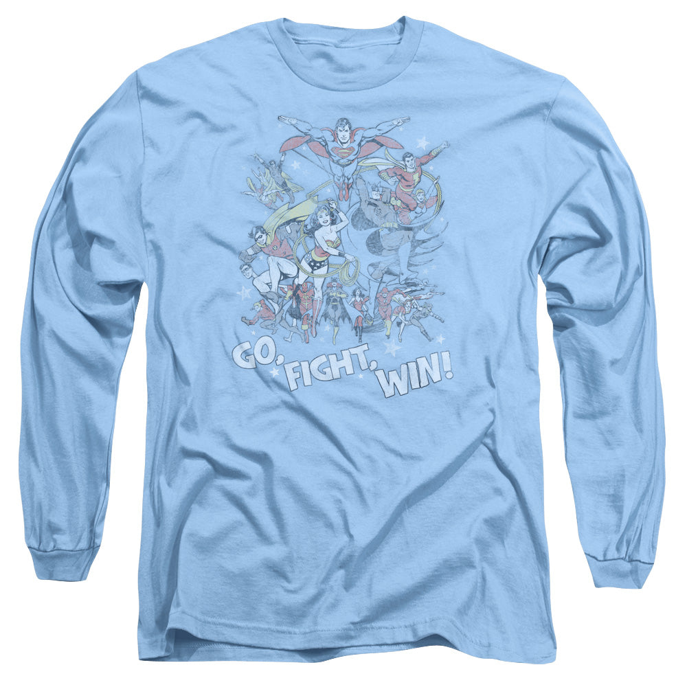 AN OFFCIALLY LICENSED JLA GO FIGHT WIN MEN'S LONG SLEEVE T-SHIRT CAROLINA BLUE