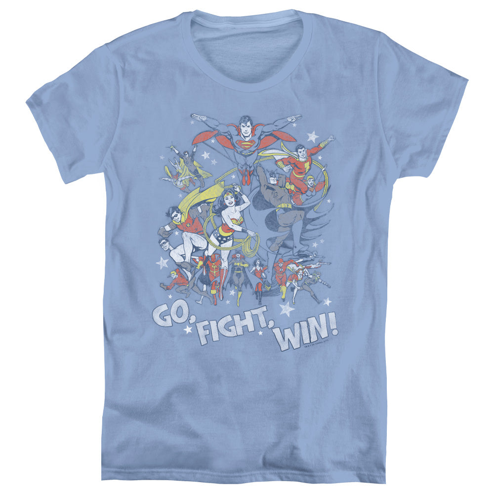 AN OFFCIALLY LICENSED JLA GO FIGHT WIN WOMEN'S REGULAR FIT T-SHIRT CAROLINA BLUE