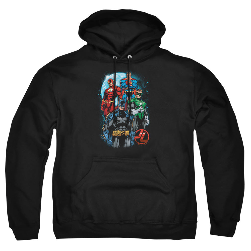 AN OFFCIALLY LICENSED JLA THE FOUR ADULT UNISEX PULLOVER HOODIE BLACK