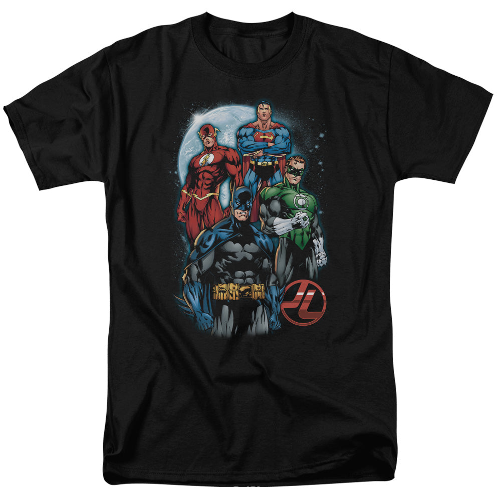 AN OFFCIALLY LICENSED JLA THE FOUR MEN'S REGULAR FIT T-SHIRT BLACK