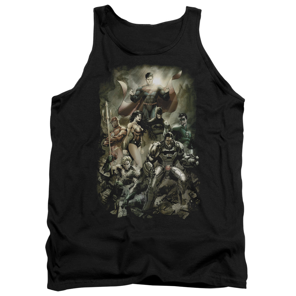AN OFFCIALLY LICENSED JLA AFTERMATH ADULT UNISEX TANK TOP BLACK