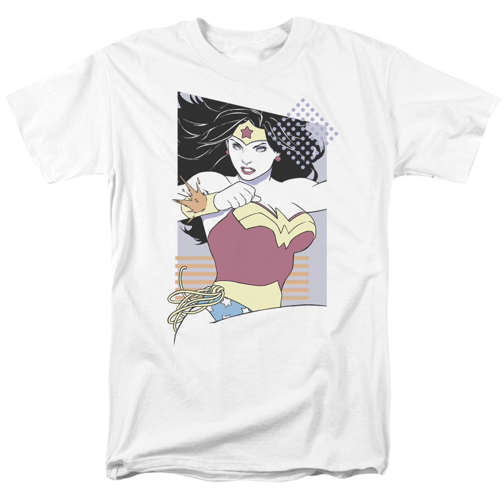AN OFFCIALLY LICENSED JLA WW 80S MINIMAL MEN'S REGULAR FIT T-SHIRT WHITE