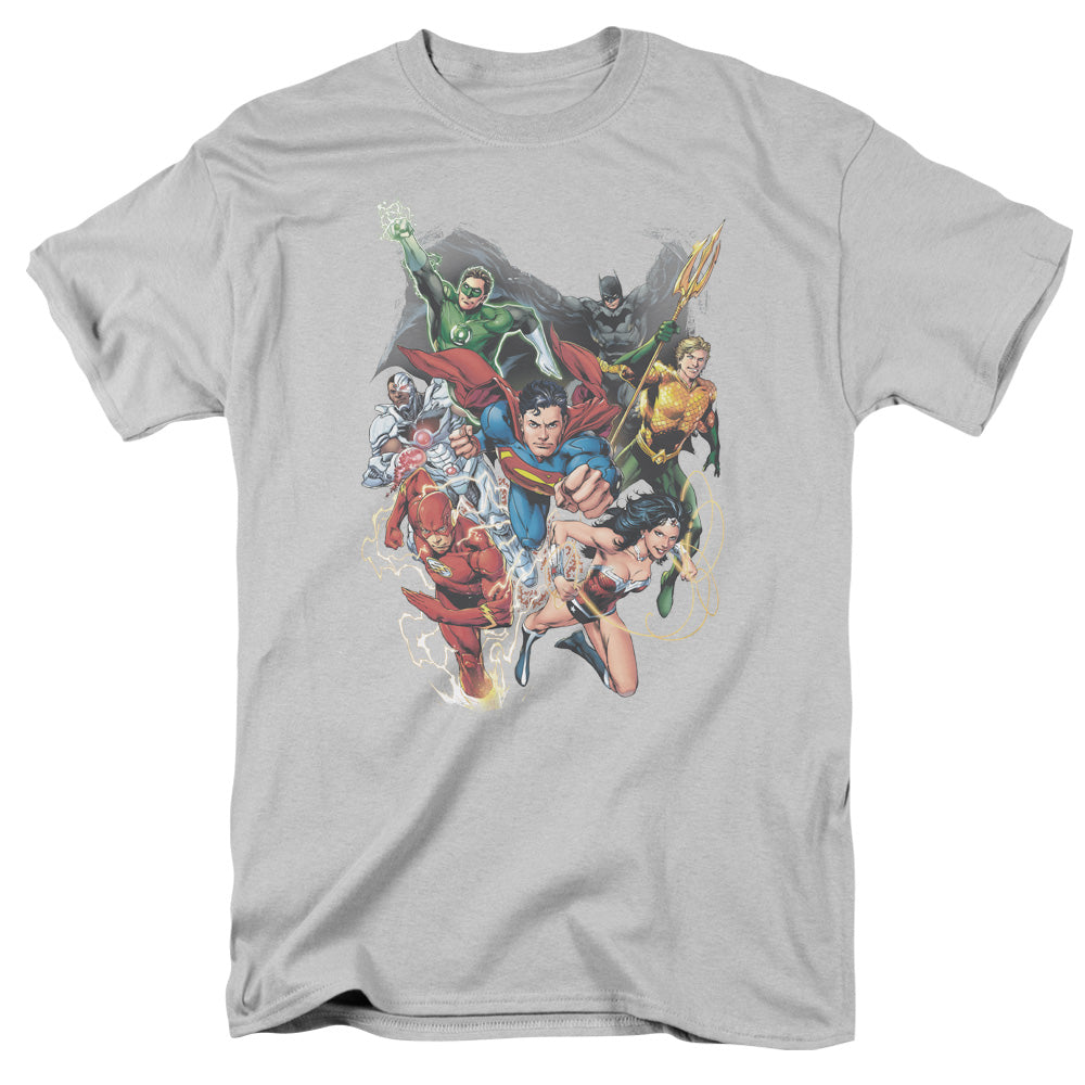 AN OFFCIALLY LICENSED JLA REFUSE TO GIVE UP MEN'S REGULAR FIT T-SHIRT SILVER