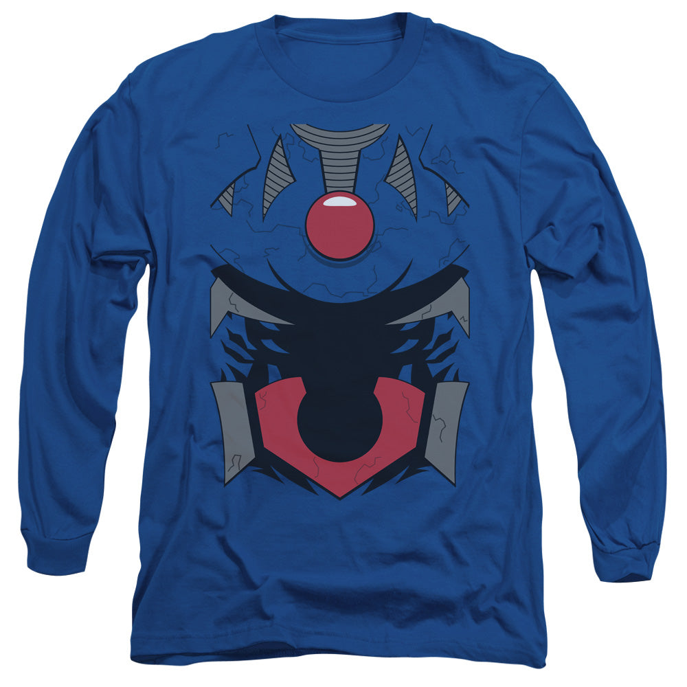 AN OFFCIALLY LICENSED JLA DARKSEID MEN'S LONG SLEEVE T-SHIRT ROYAL