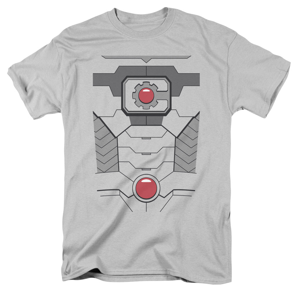 AN OFFCIALLY LICENSED JLA CYBORG UNIFORM MEN'S REGULAR FIT T-SHIRT SILVER