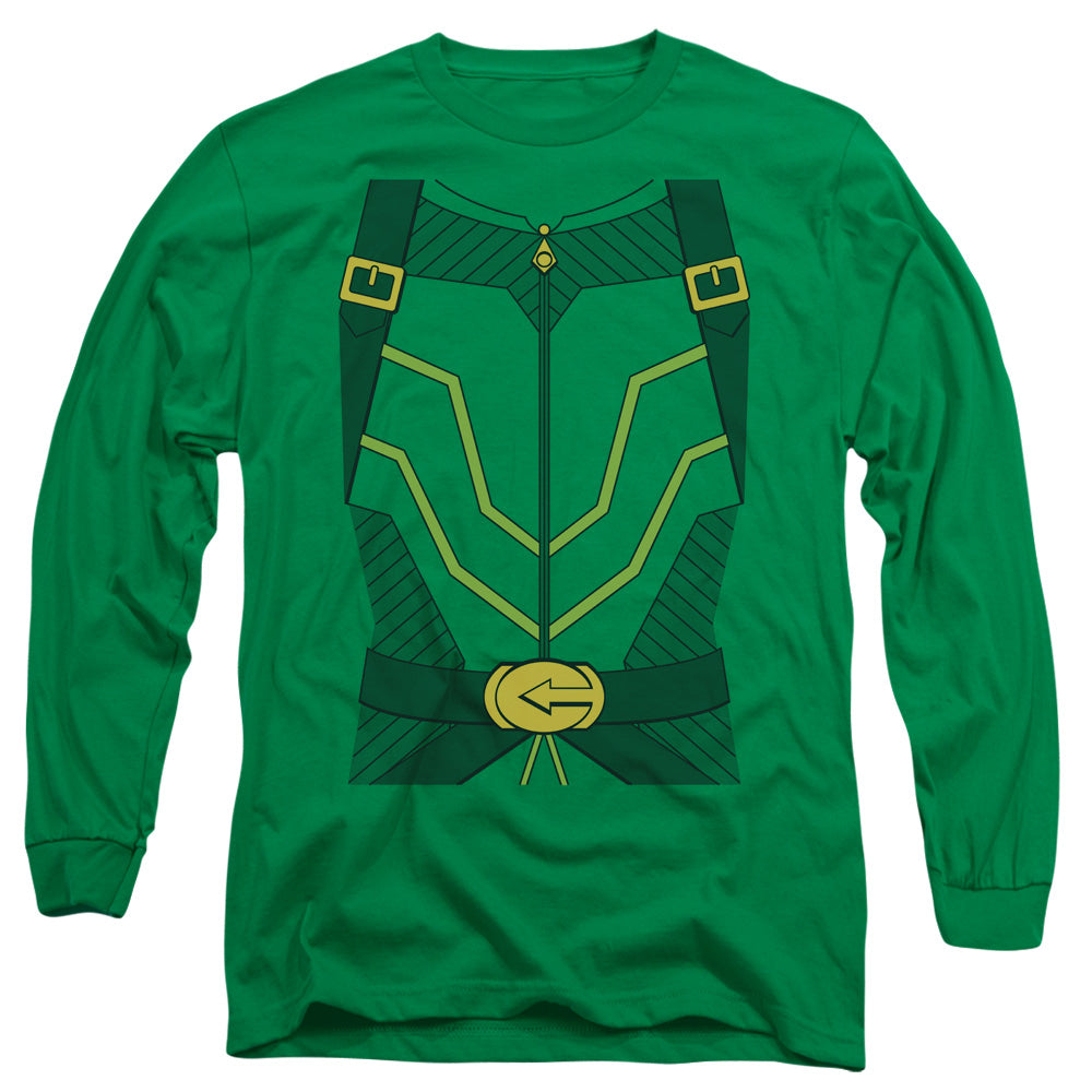 AN OFFCIALLY LICENSED JLA ARROW UNIFORM MEN'S LONG SLEEVE T-SHIRT KELLY GREEN