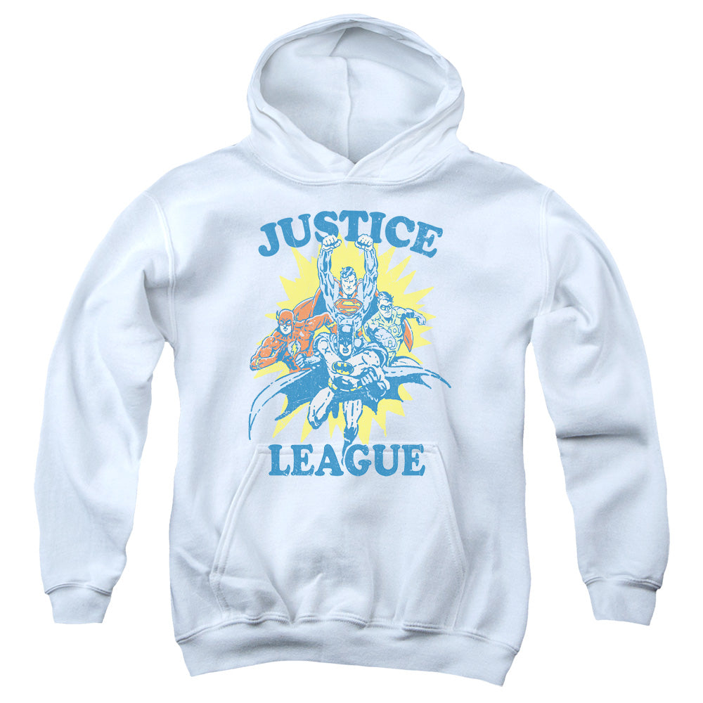 AN OFFCIALLY LICENSED JLA LETS DO THIS YOUTH HOODIE WHITE