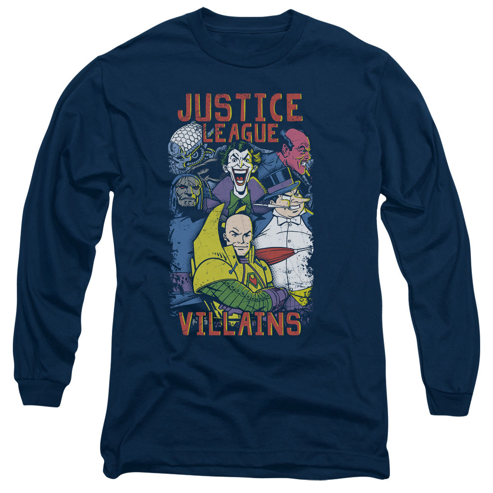 AN OFFCIALLY LICENSED JLA VILLAINS MEN'S LONG SLEEVE T-SHIRT NAVY