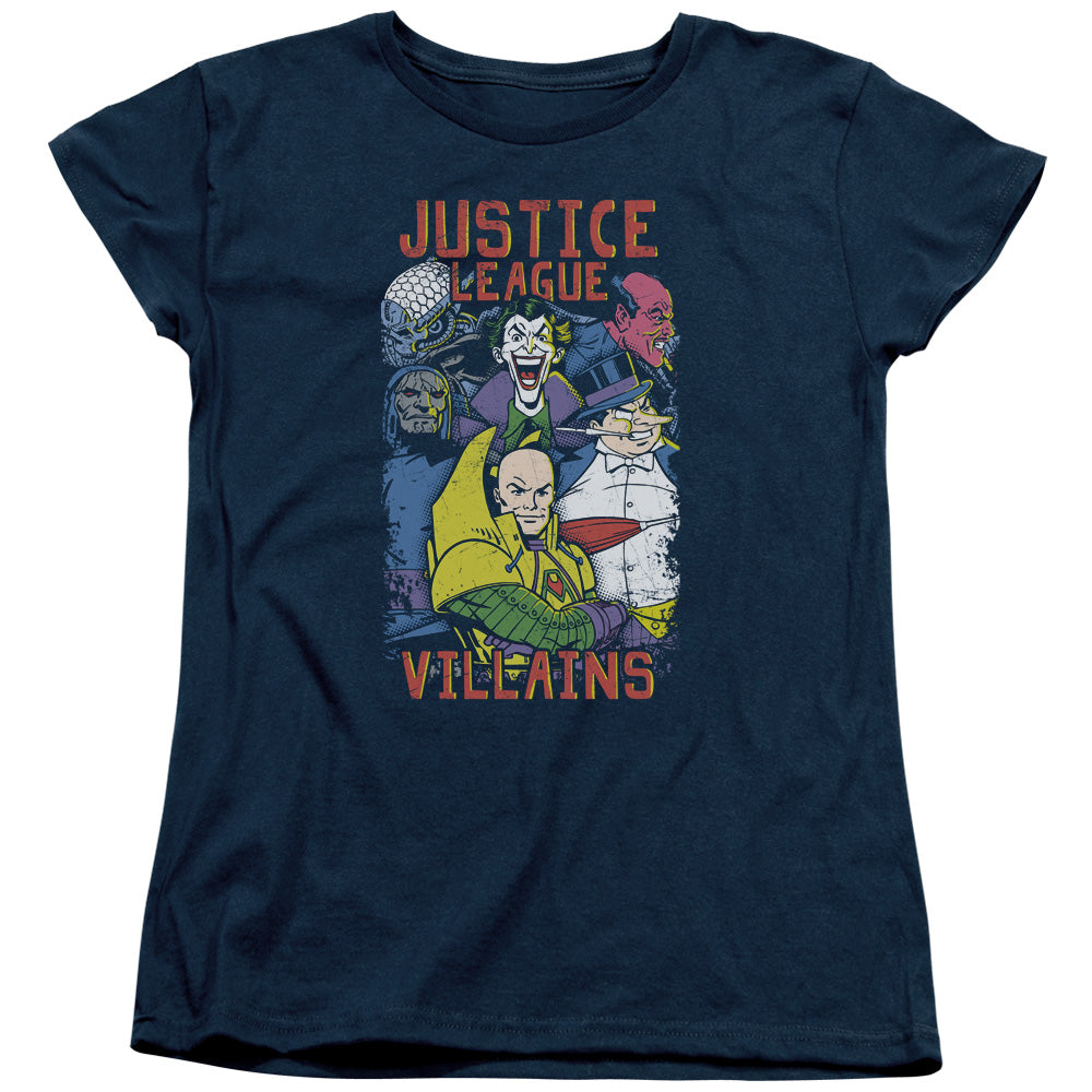AN OFFCIALLY LICENSED JLA VILLAINS WOMEN'S REGULAR FIT T-SHIRT NAVY