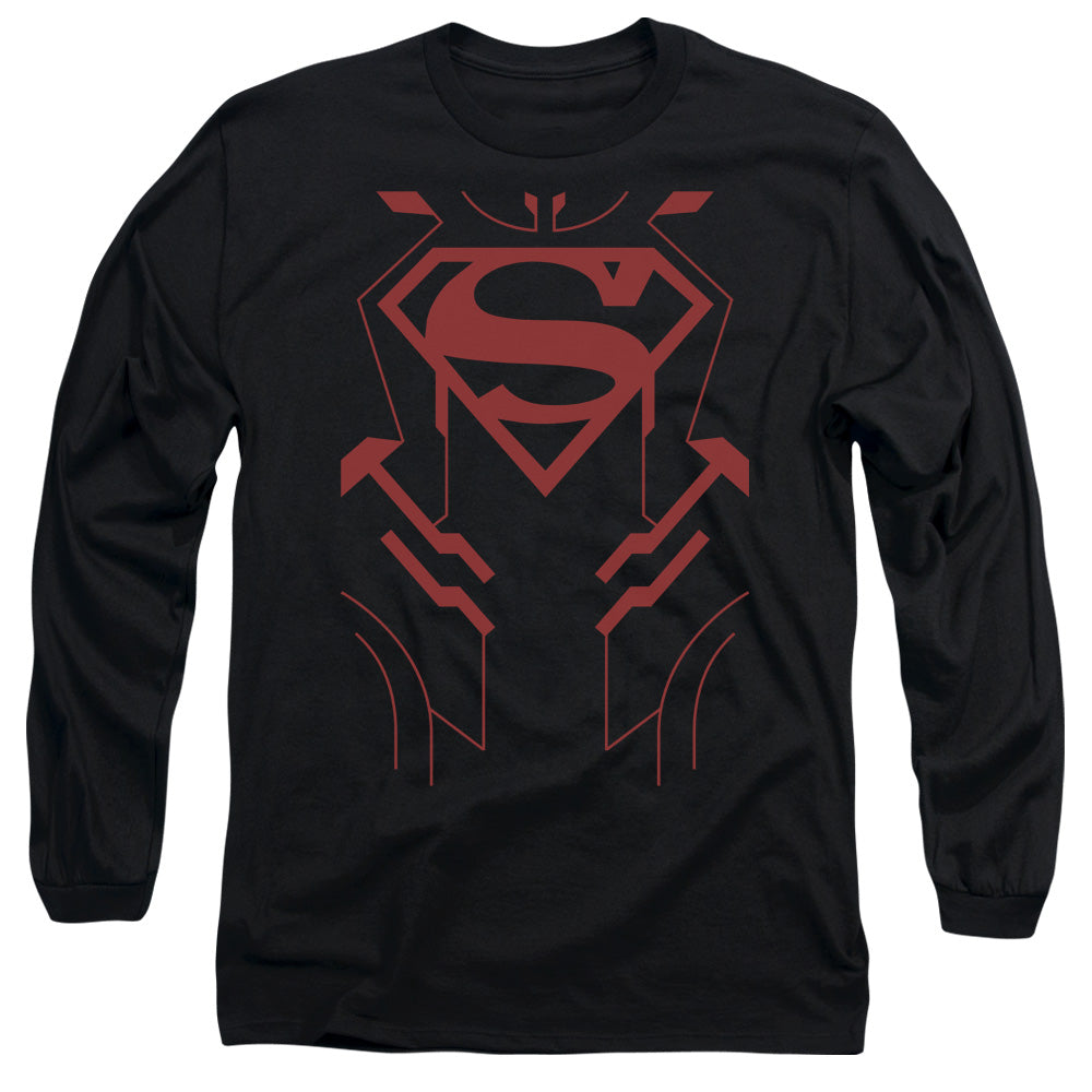 AN OFFCIALLY LICENSED JLA SUPERBOY MEN'S LONG SLEEVE T-SHIRT BLACK
