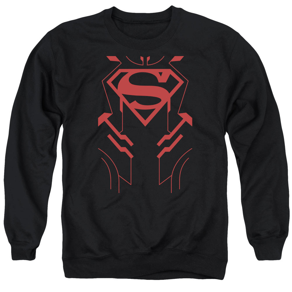 AN OFFCIALLY LICENSED JLA SUPERBOY ADULT UNISEX CREWNECK SWEATSHIRT BLACK